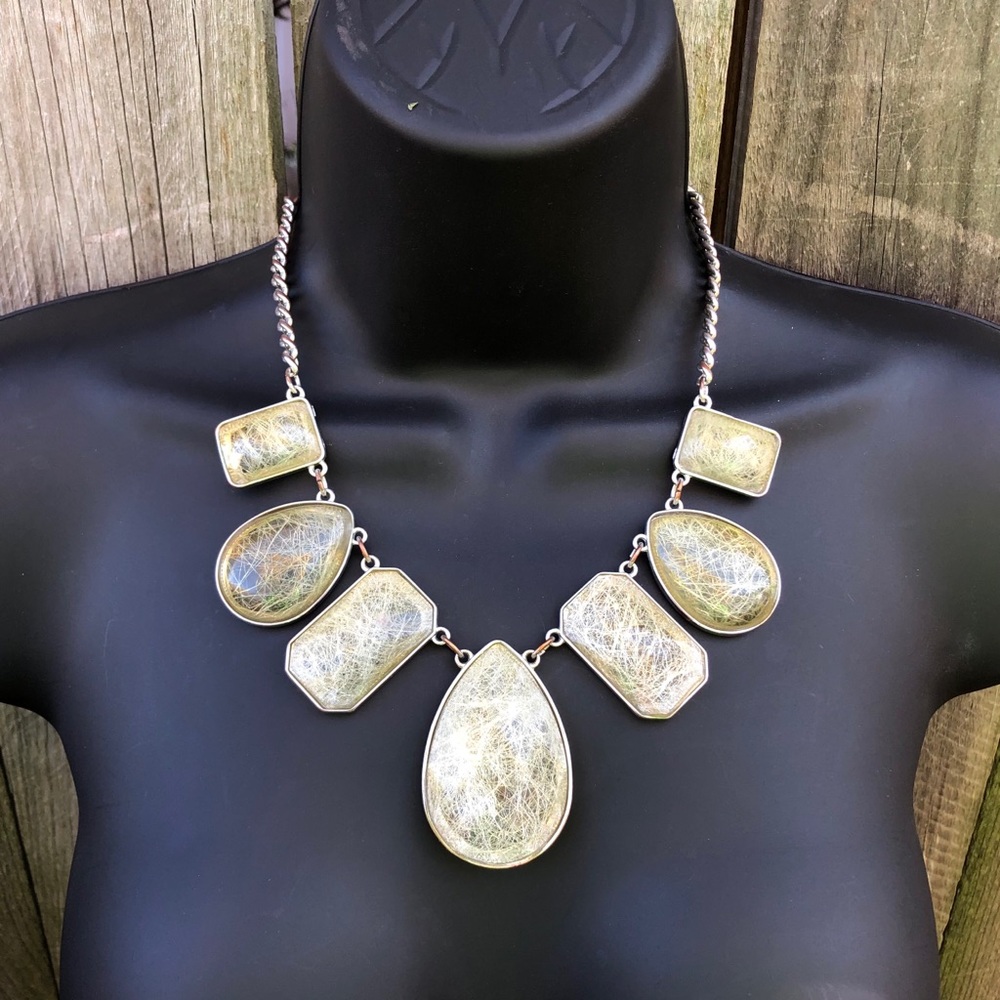 Large Neutral Gem Statement Necklace - image 4